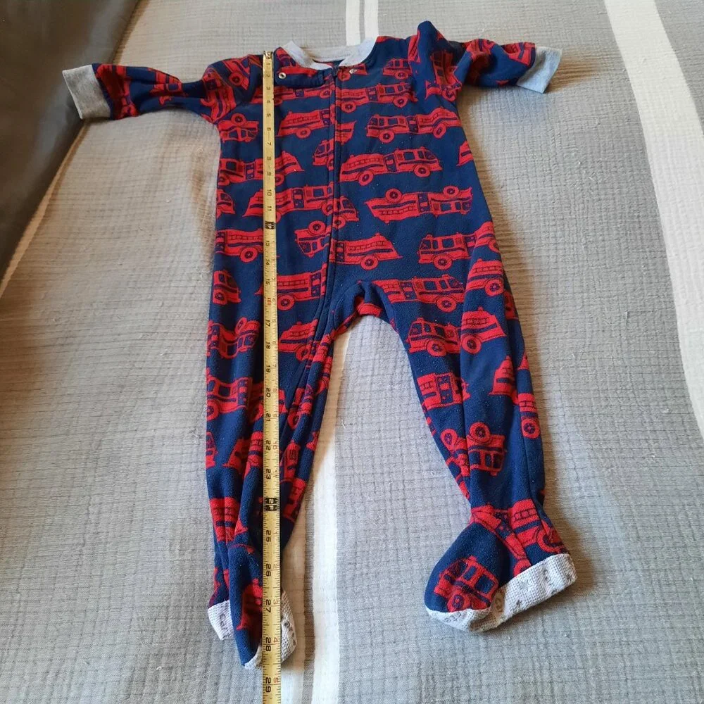 Carter's Red Firetruck Baby Footie Pajama - Navy/Red, Size 18 month old